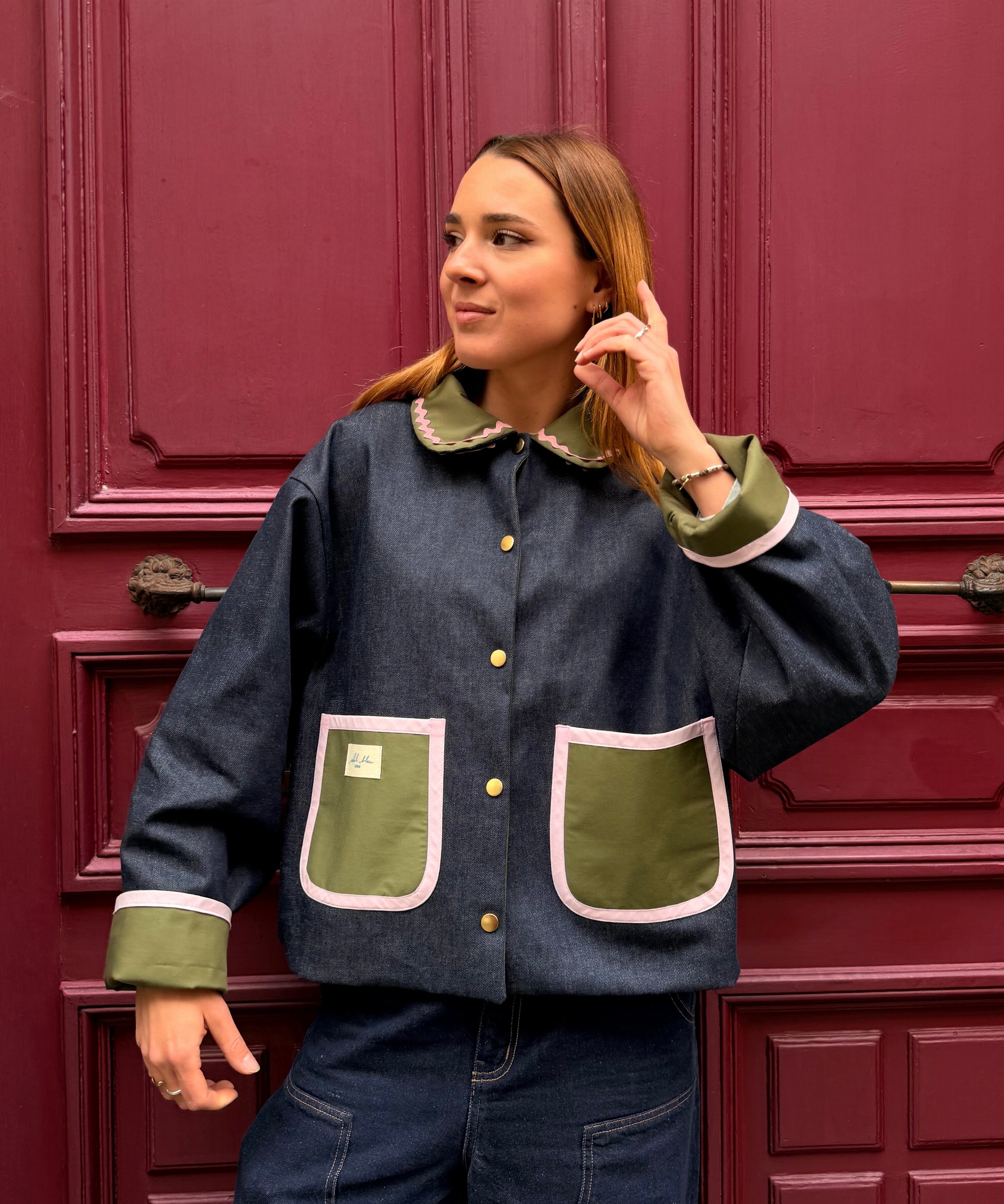 Veste réversible kaki/jeans