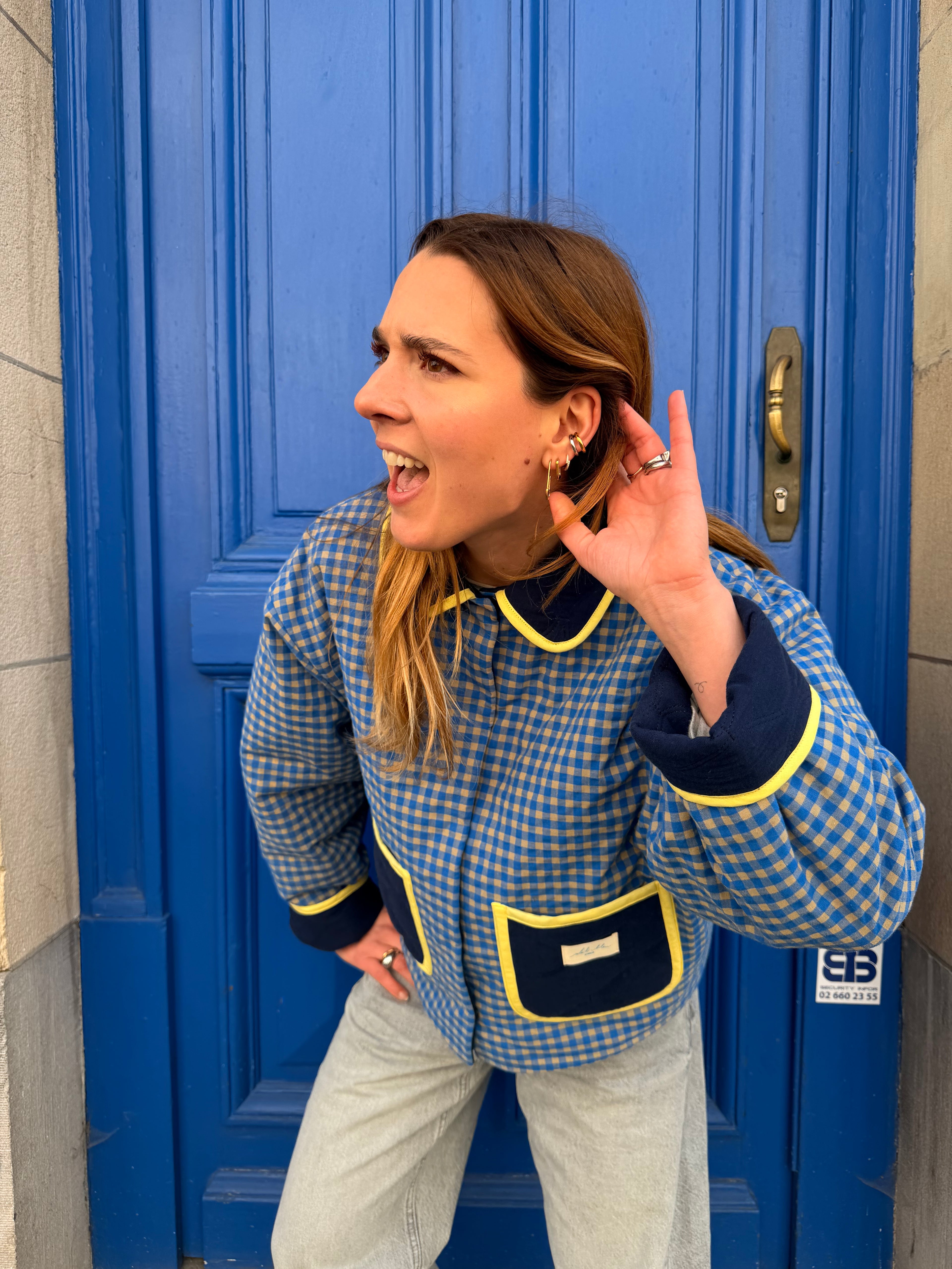 Veste matelassée réversible bleu/jaune