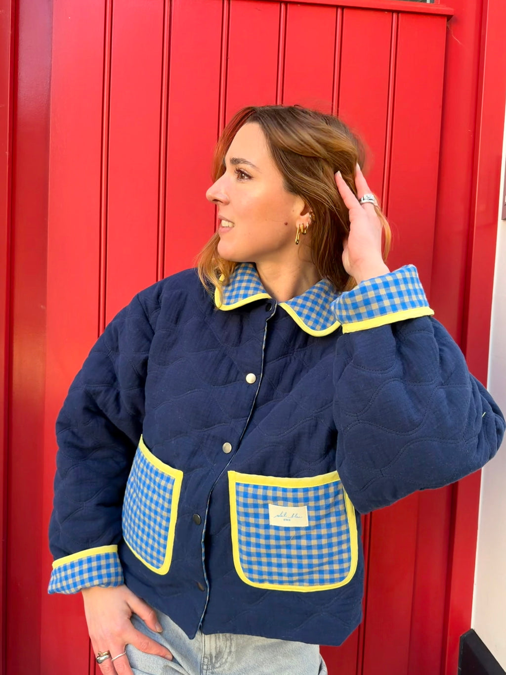 Veste matelassée réversible bleu/jaune