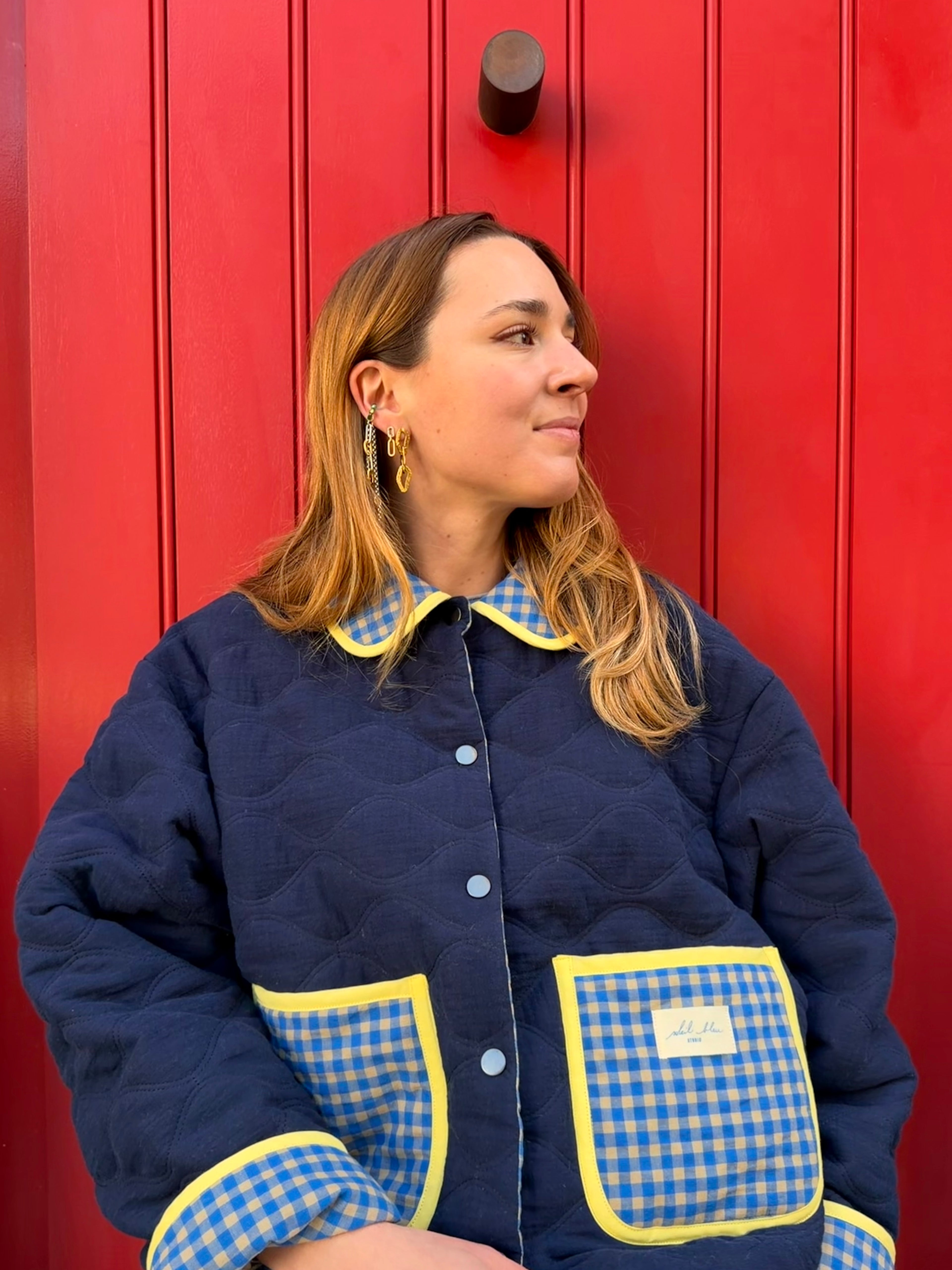 Veste matelassée réversible bleu/jaune