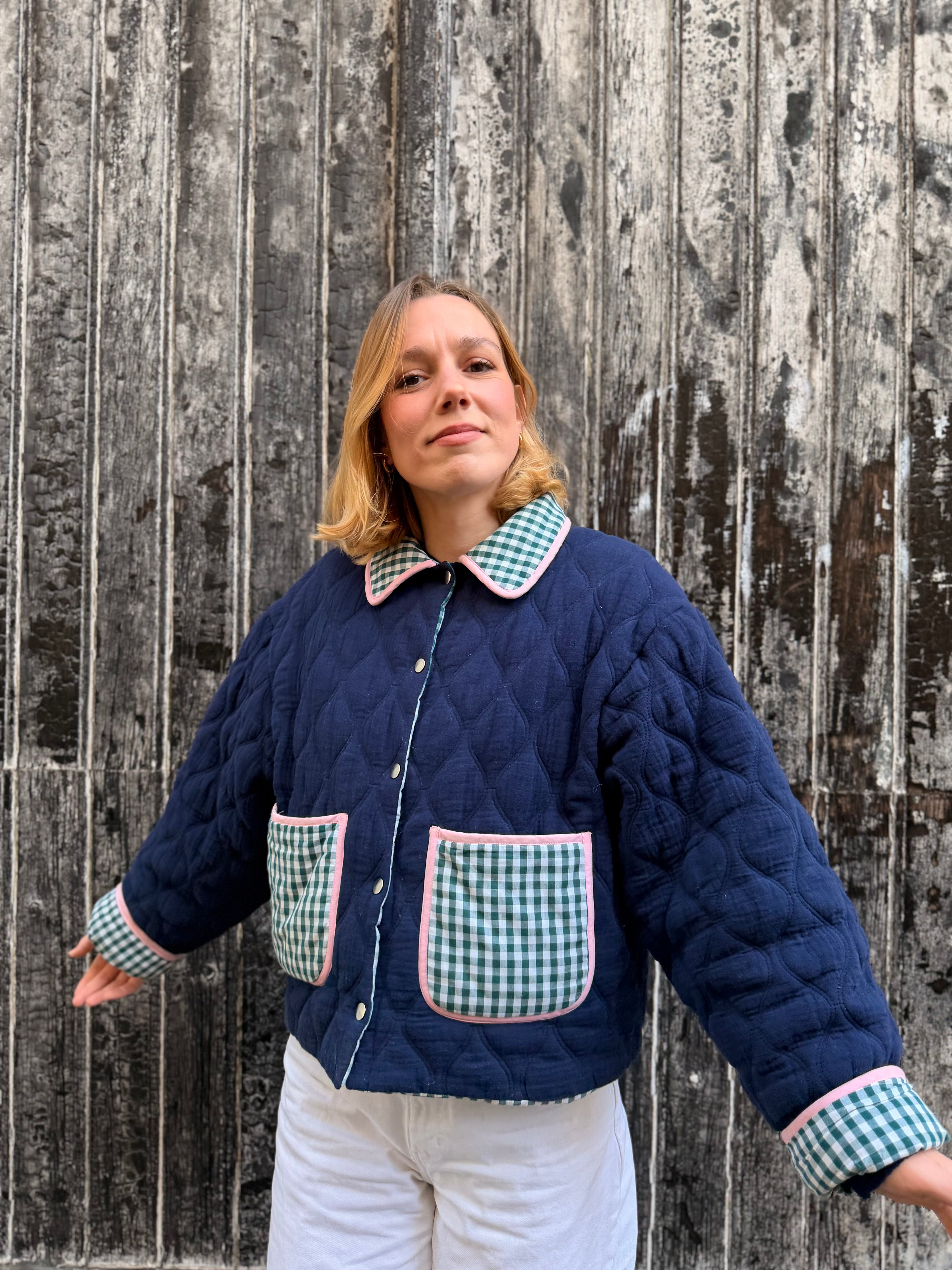 Veste matelassée réversible vert/bleu