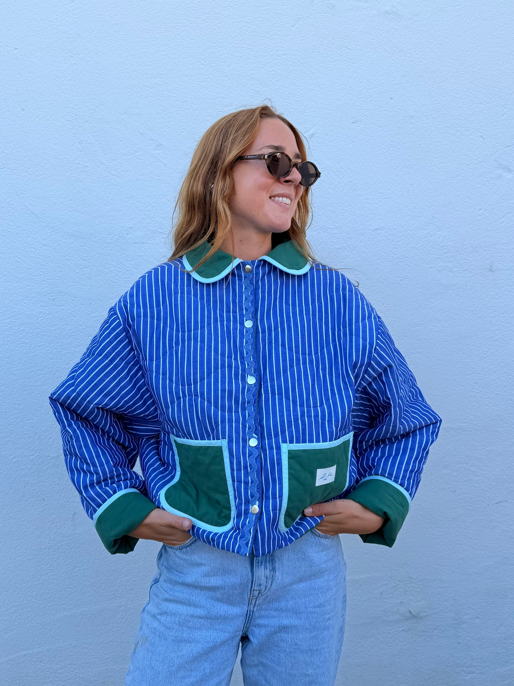 Veste réversible matelassée bleu/vert