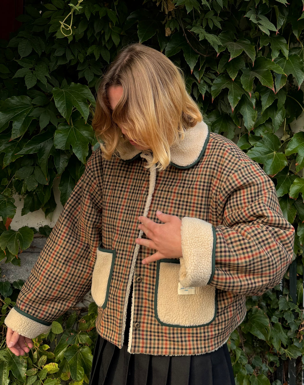 Veste réversible mouton/tartan