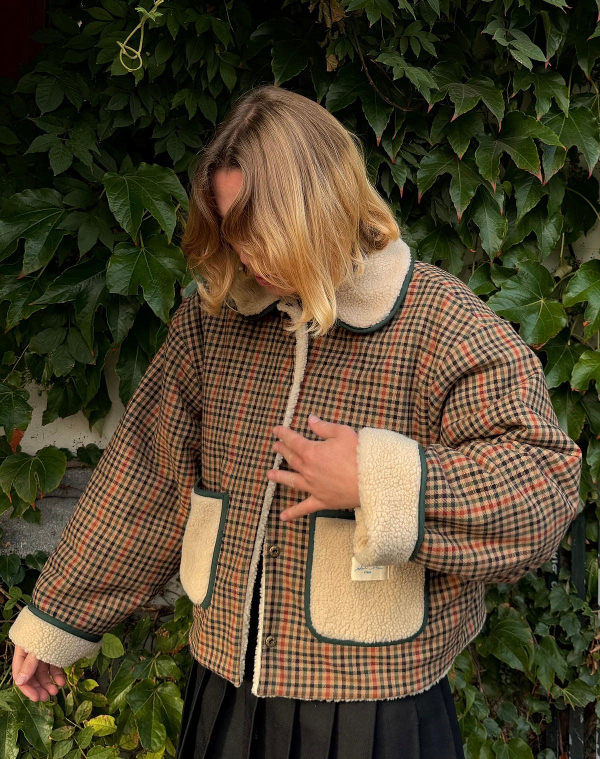 Veste réversible mouton/tartan