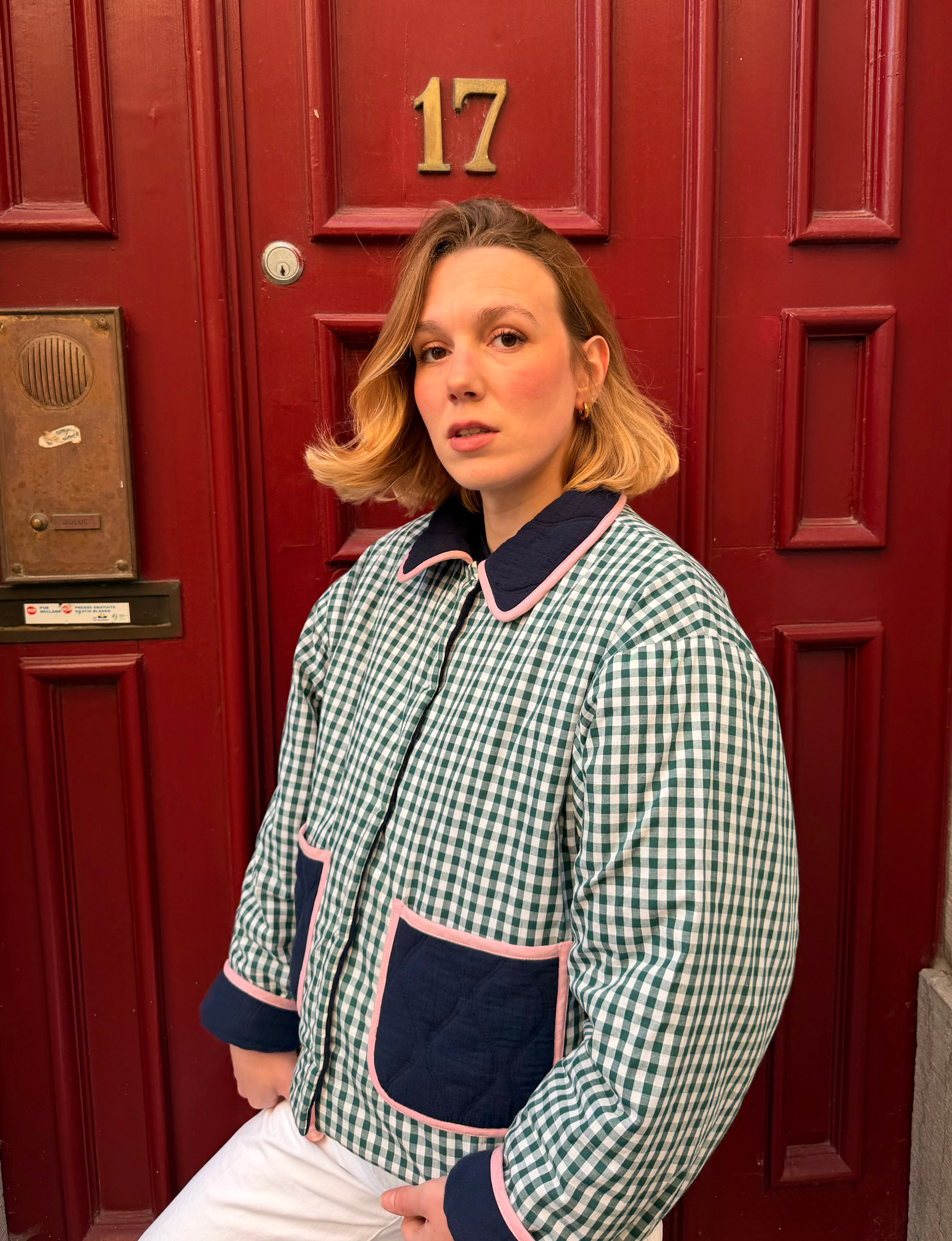 Veste matelassée réversible vert/bleu