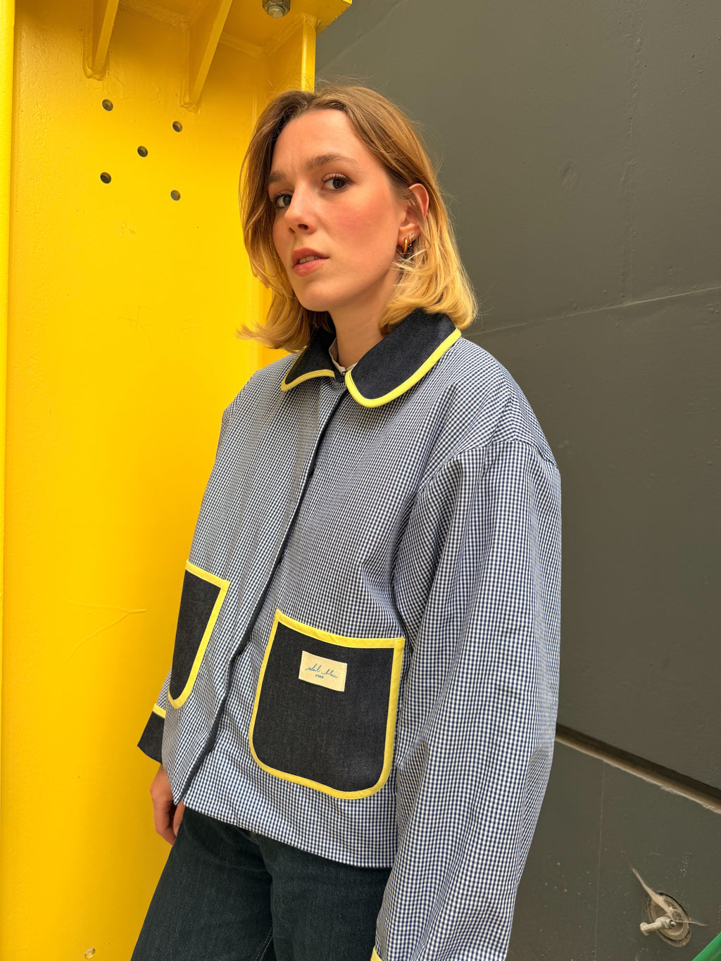 Veste réversible Vichy/jeans