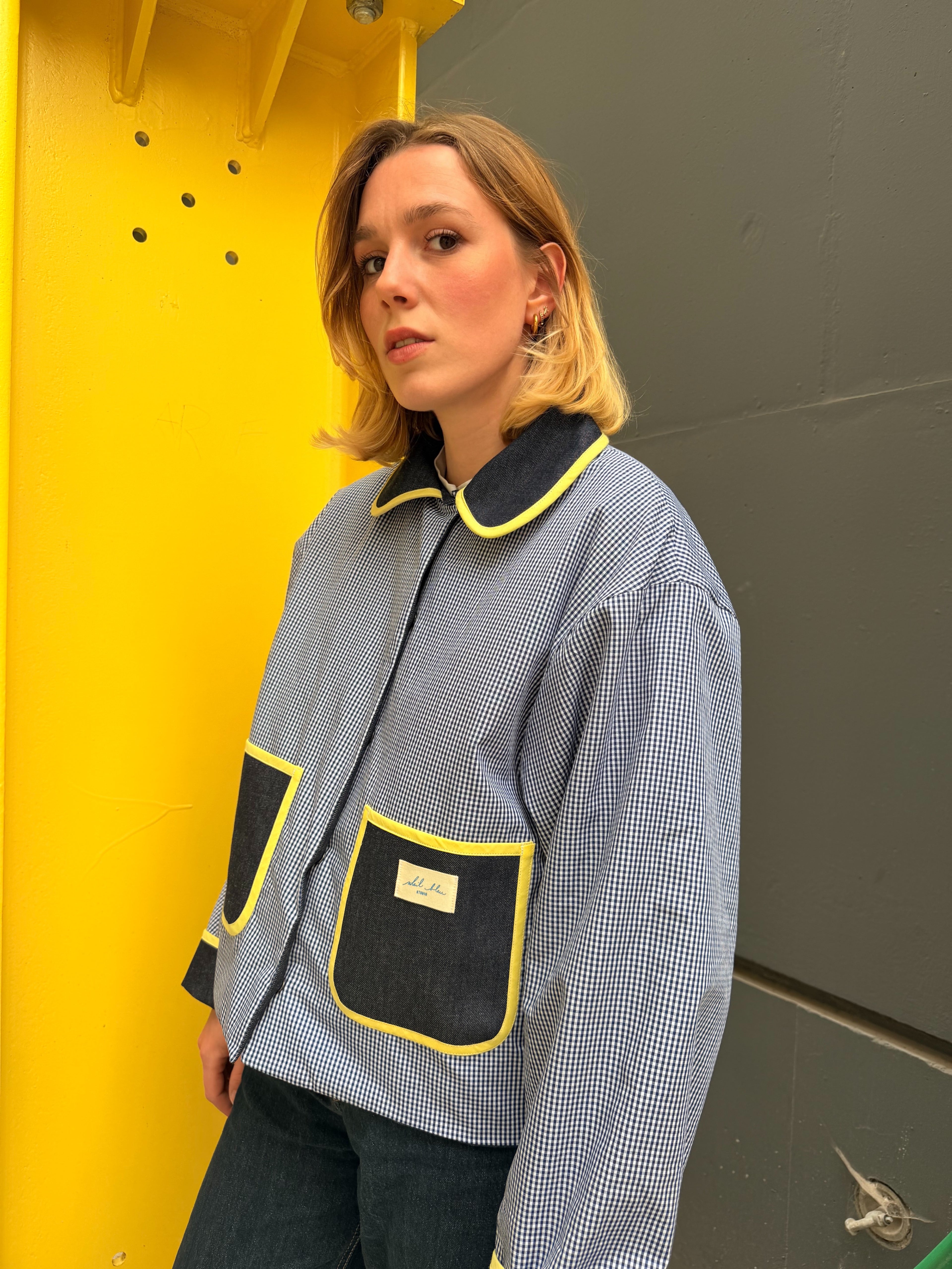 Veste réversible Vichy/jeans