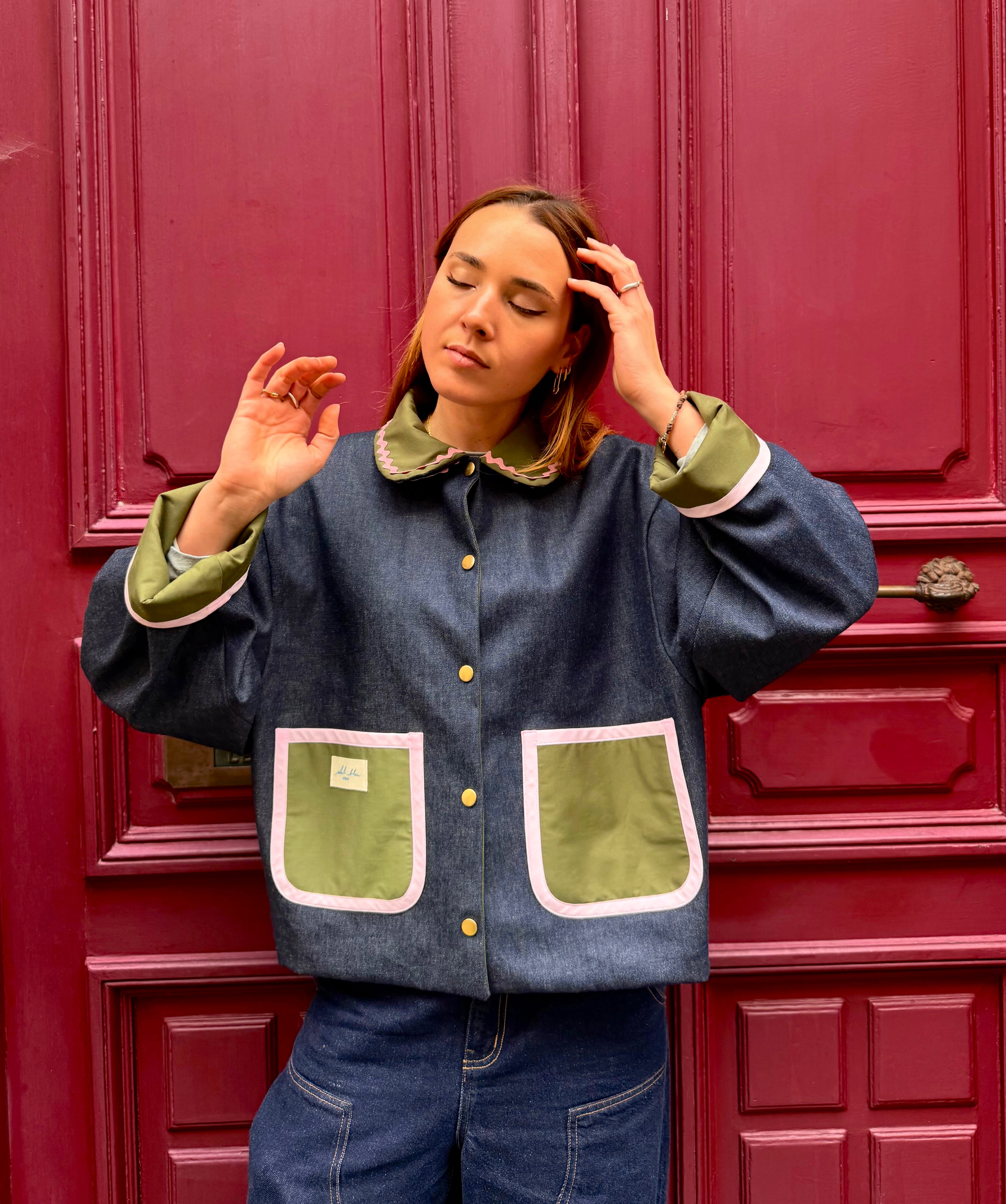 Veste réversible kaki/jeans