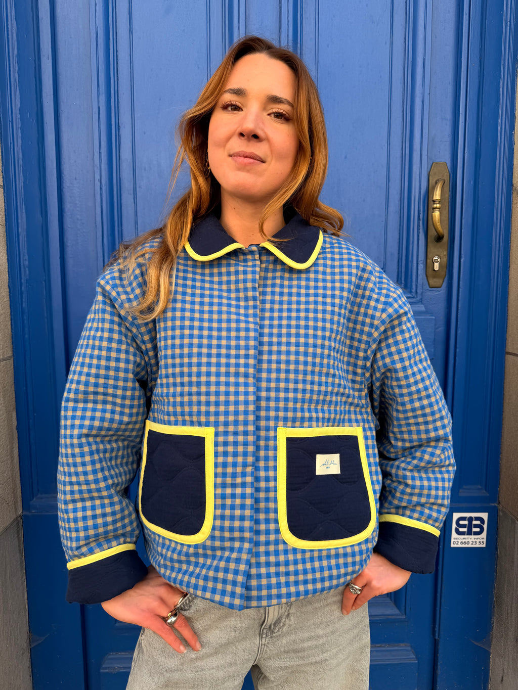 Veste matelassée réversible bleu/jaune
