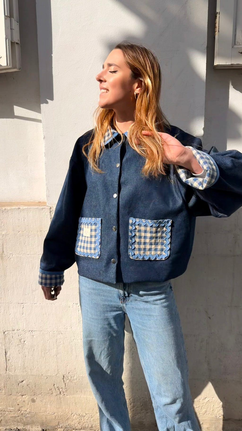 veste vichy réversible upcyclée 
