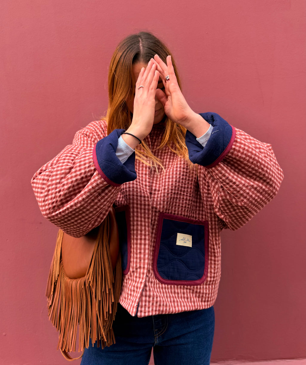 Veste matelassée réversible vichy bordeaux/marine