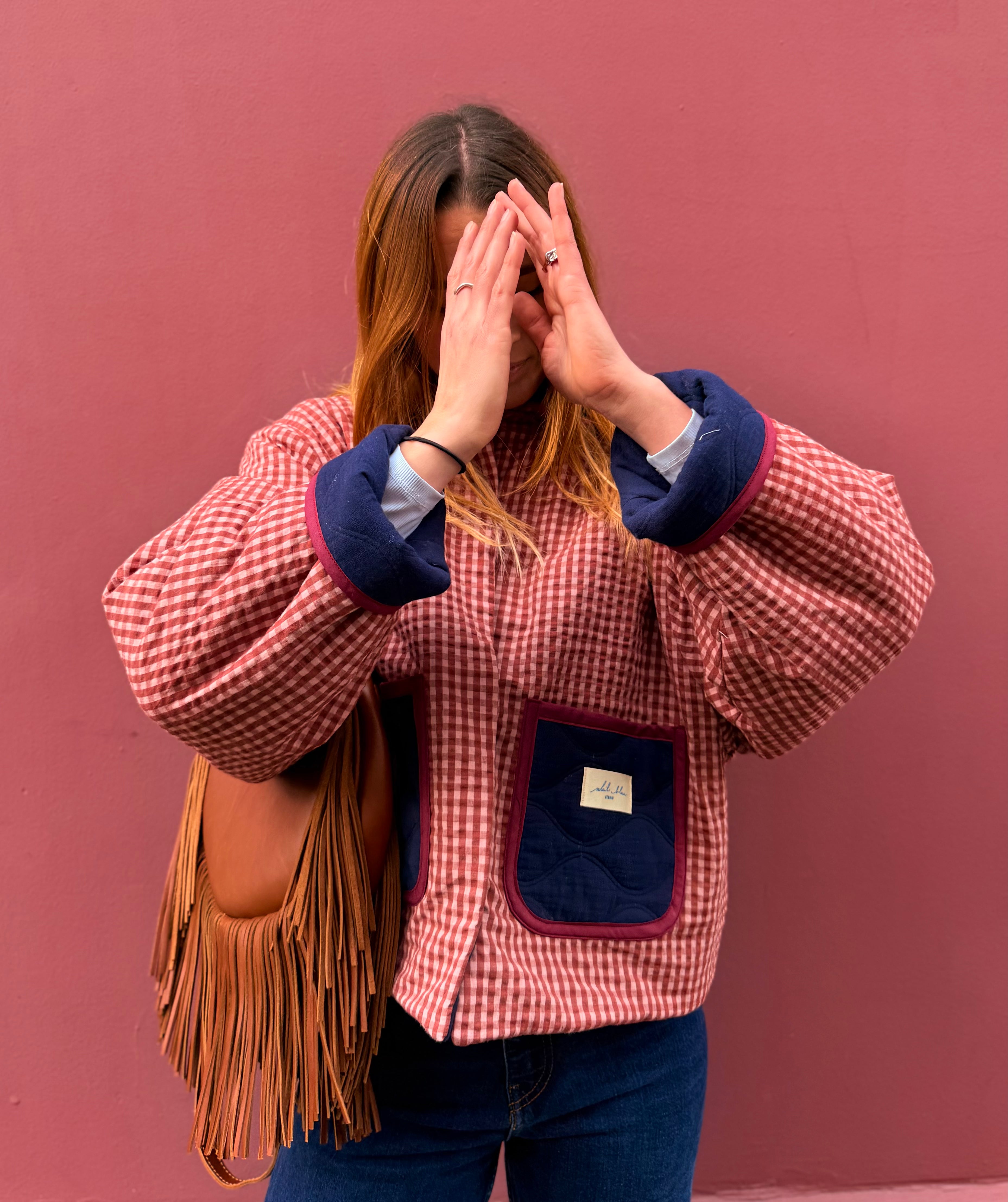 Veste matelassée réversible vichy bordeaux/marine