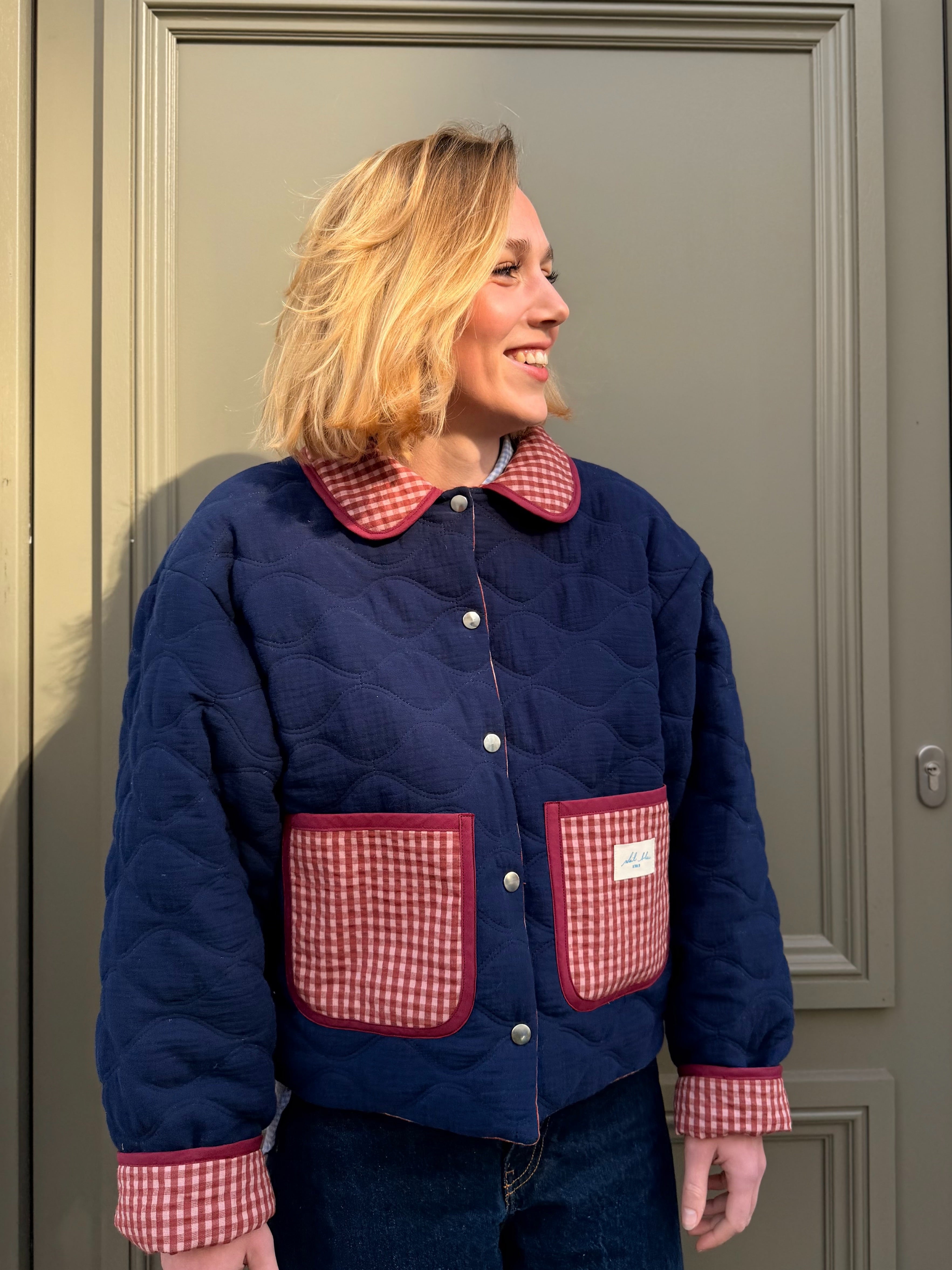 Veste matelassée réversible vichy bordeaux/marine