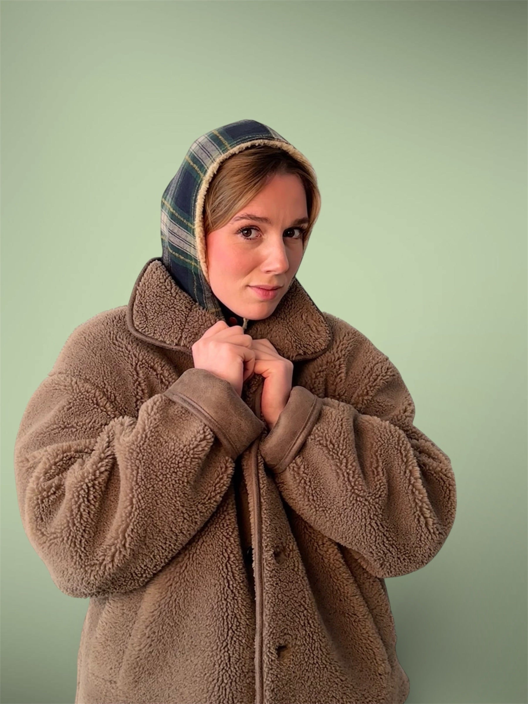 Capuche tartan/sherpa beige