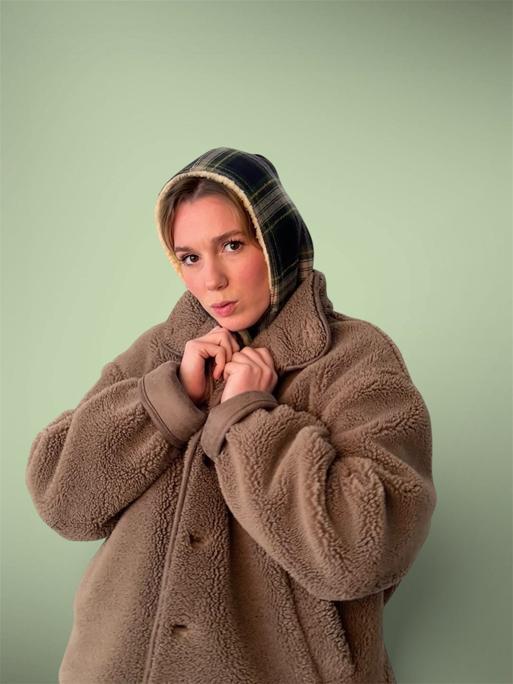 Capuche tartan/sherpa beige