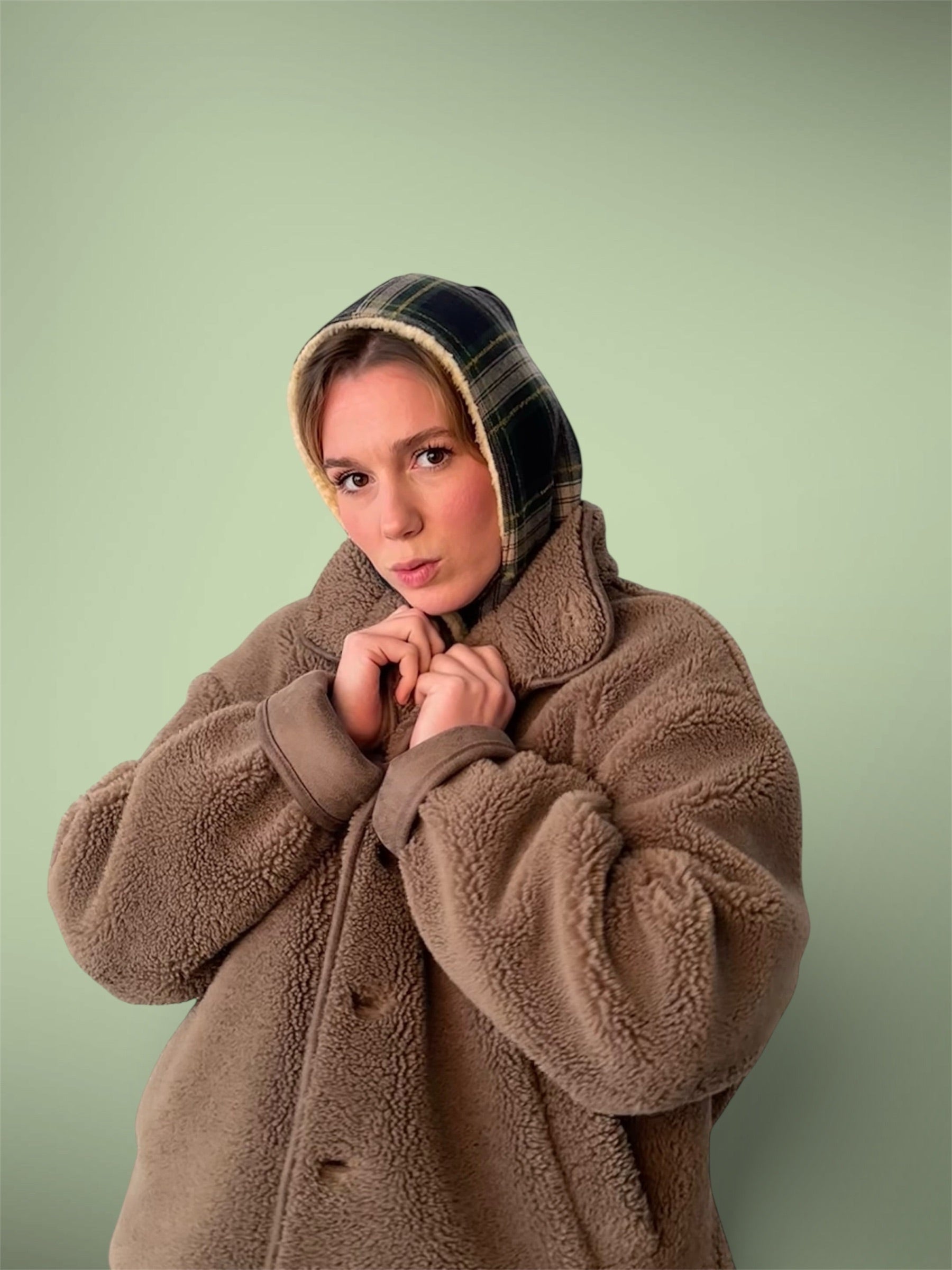 Capuche tartan/sherpa beige