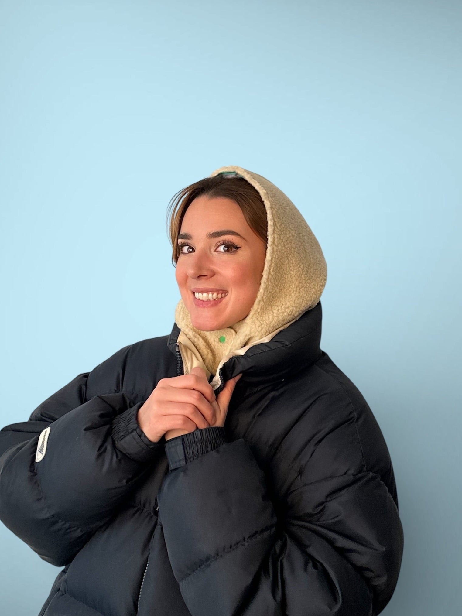 Capuche vichy rose/ sherpa beige