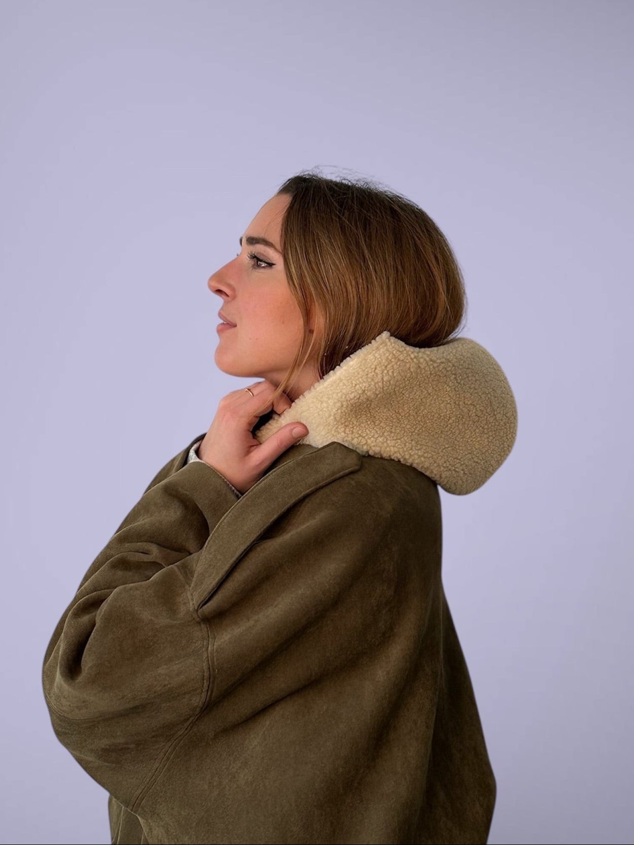 Capuche vichy rose/ sherpa beige