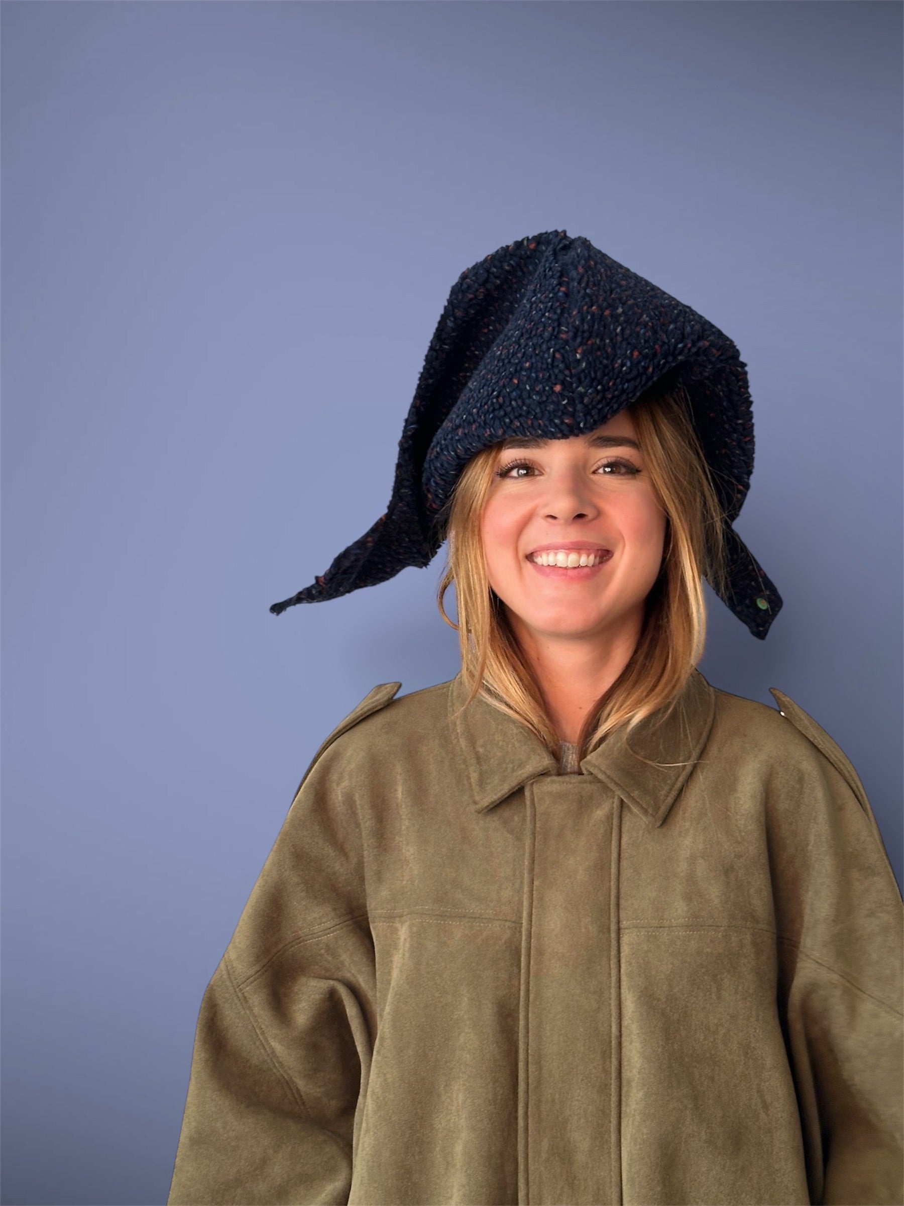 Capuche sherpa marine moucheté/vert canard