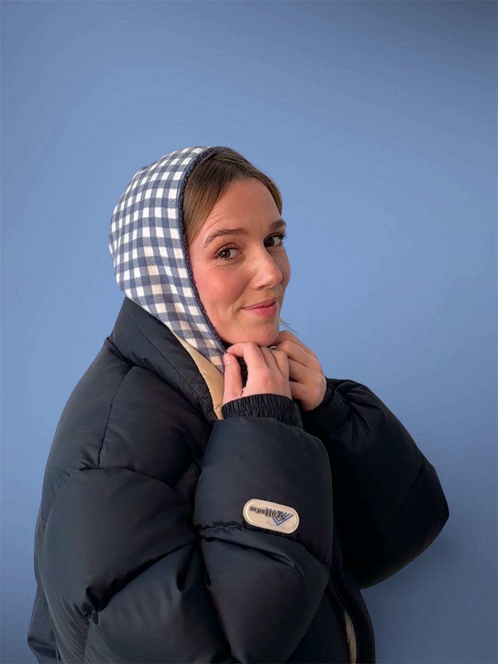 Capuche sherpa bleu/vichy bleu