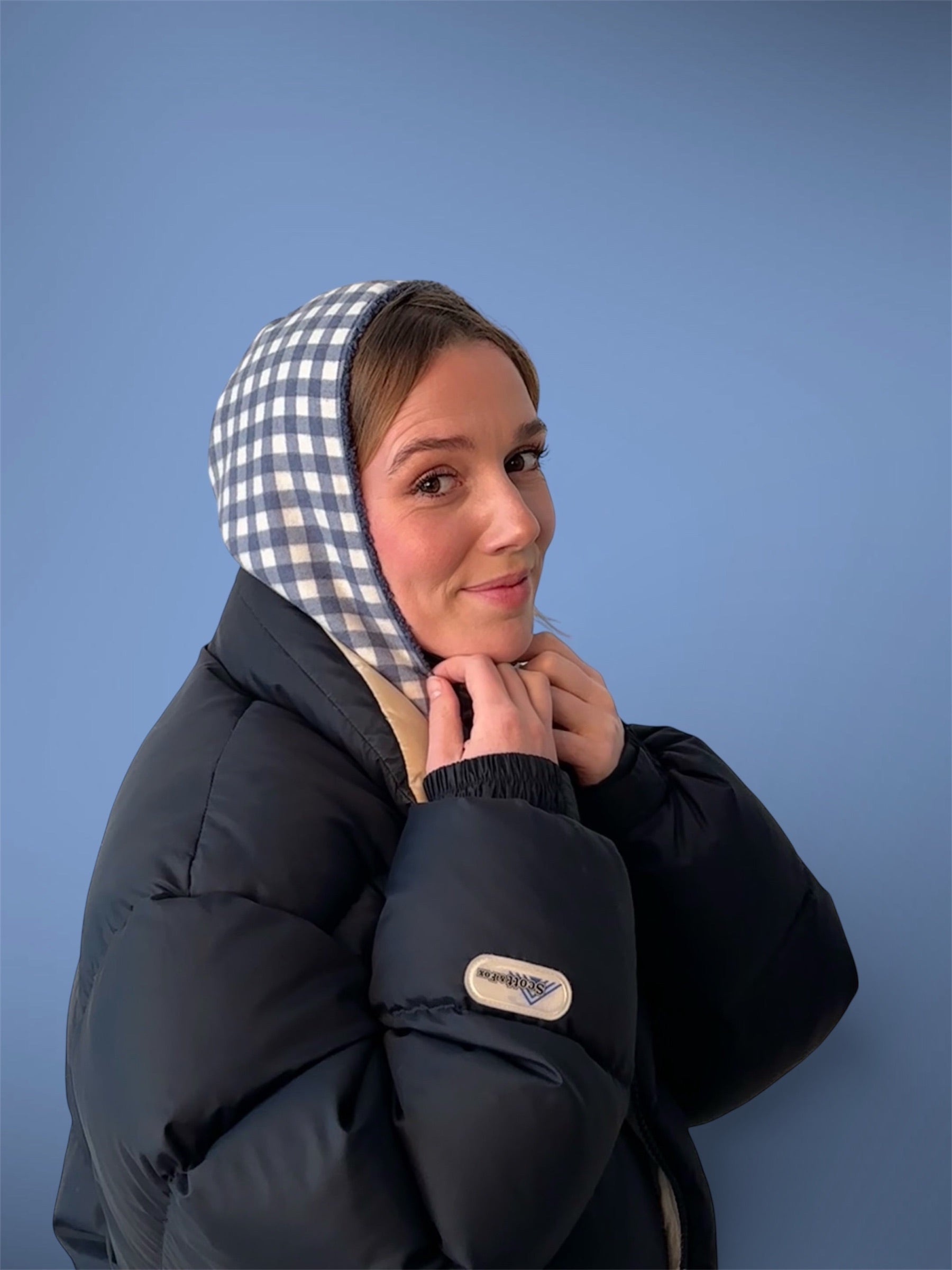 Capuche sherpa bleu/vichy bleu