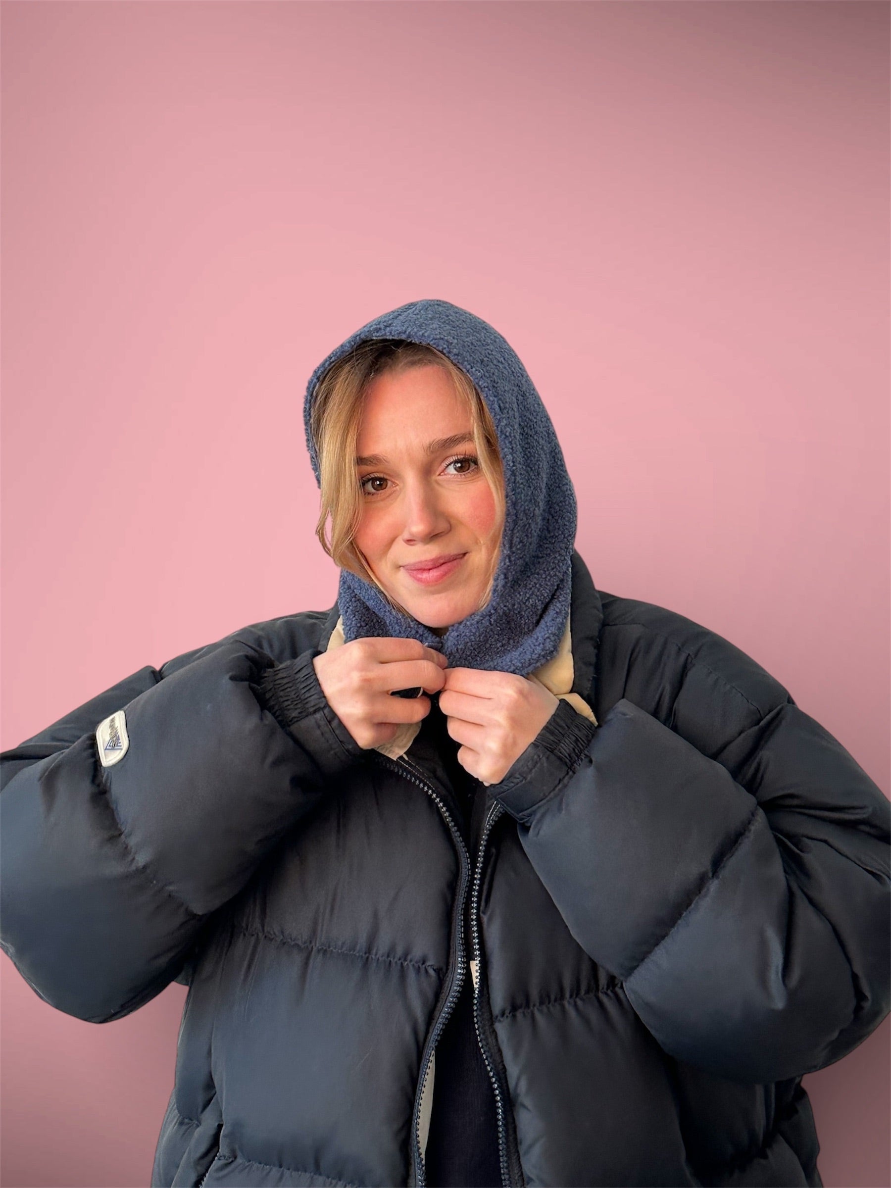 Capuche sherpa bleu/vichy bleu