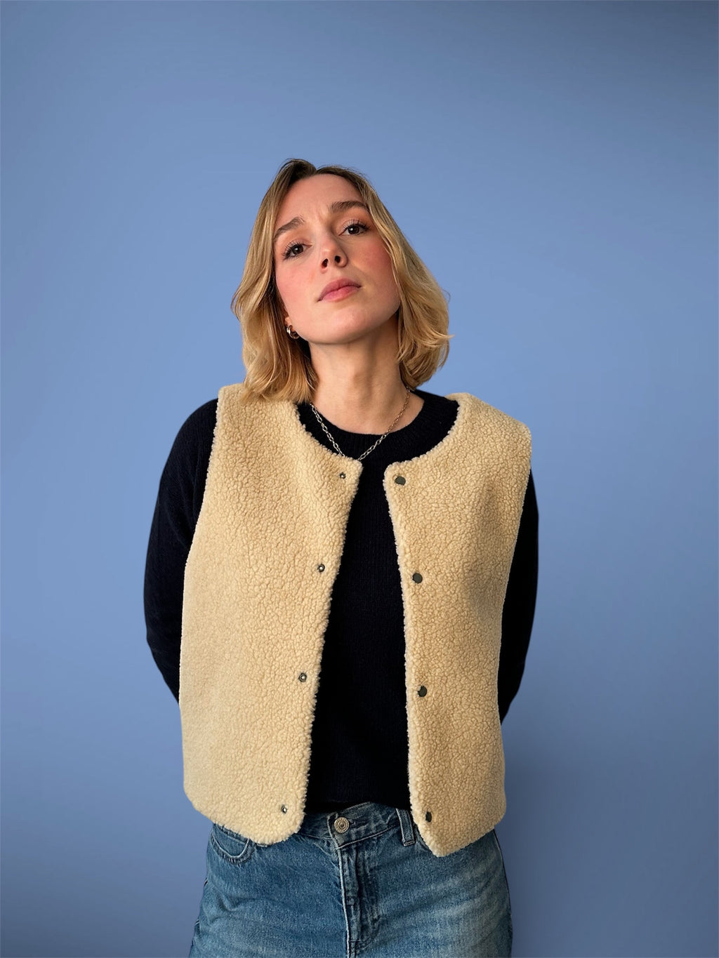 Gilet Tartan/sherpa beige