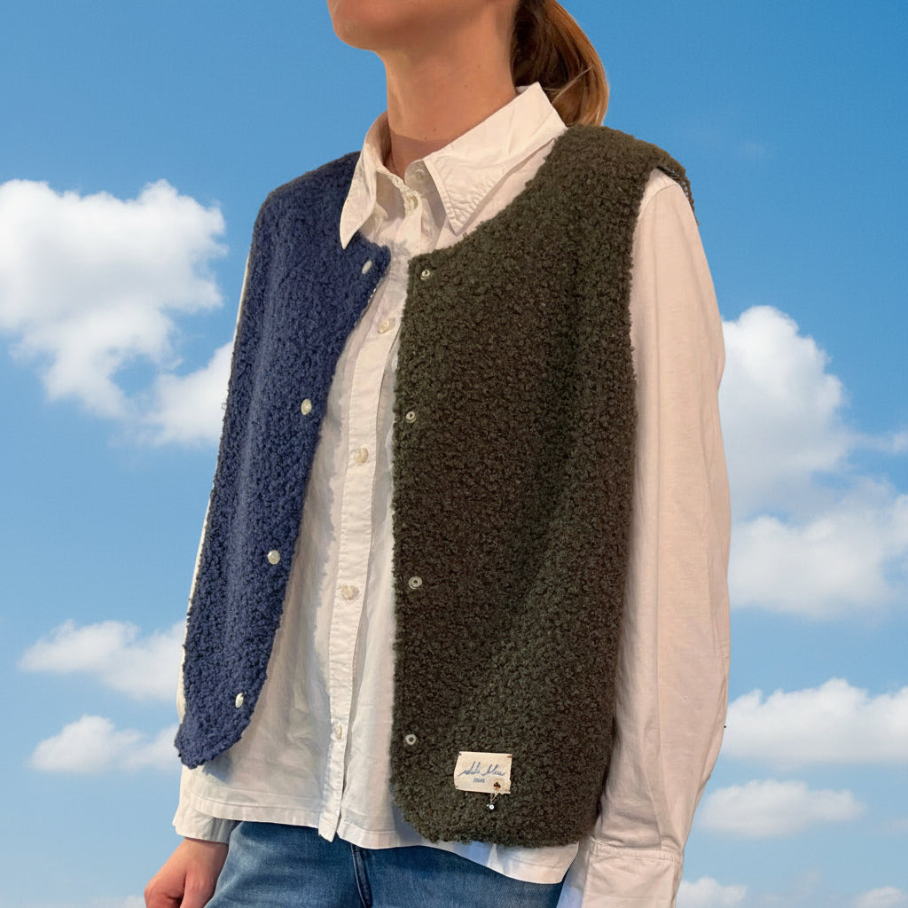 Gilet bi-colore kaki & bleu