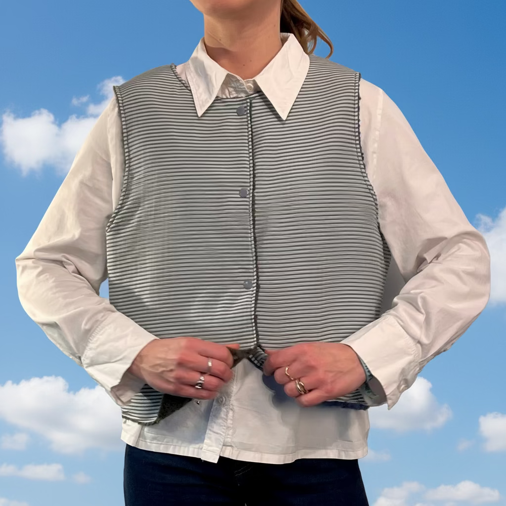 Gilet bi-colore kaki & bleu