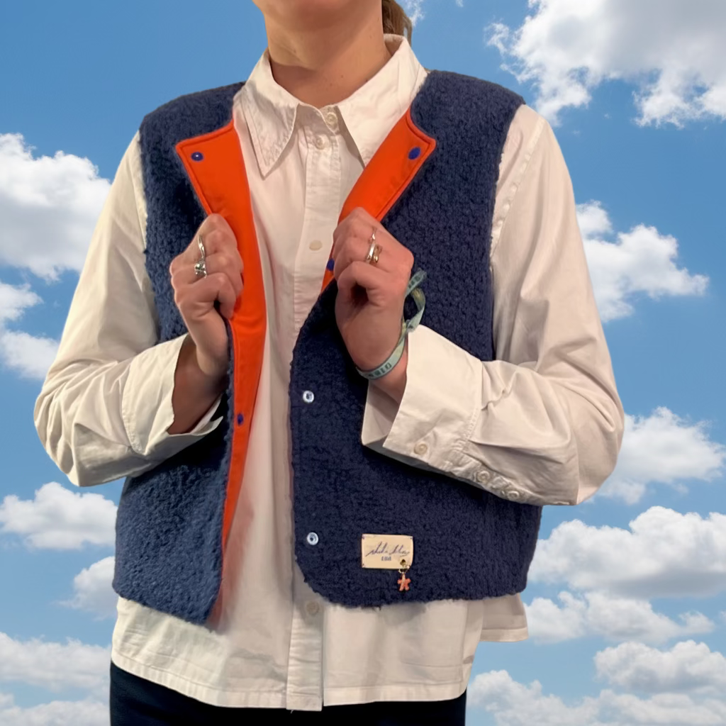 Gilet bleu marine/orange
