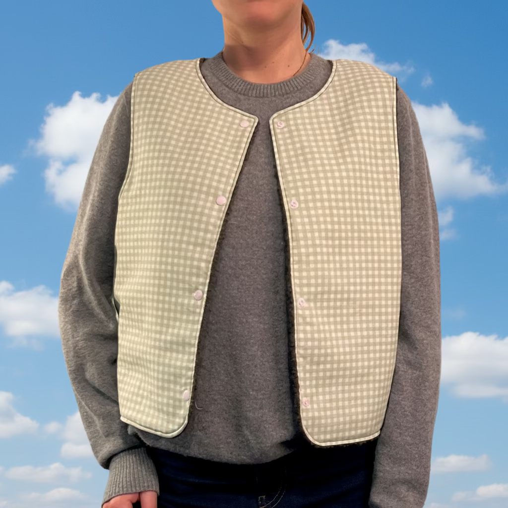 Gilet kaki / vichy vert