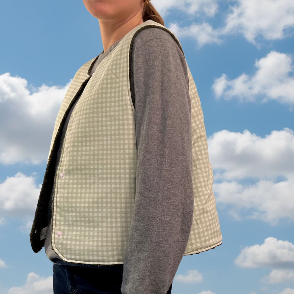 Gilet kaki / vichy vert