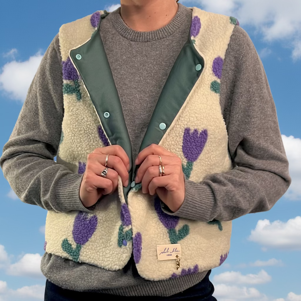 Gilet Fleuri mauve
