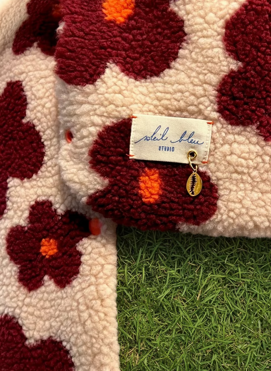 Gilet fleuri bordeaux/ orange