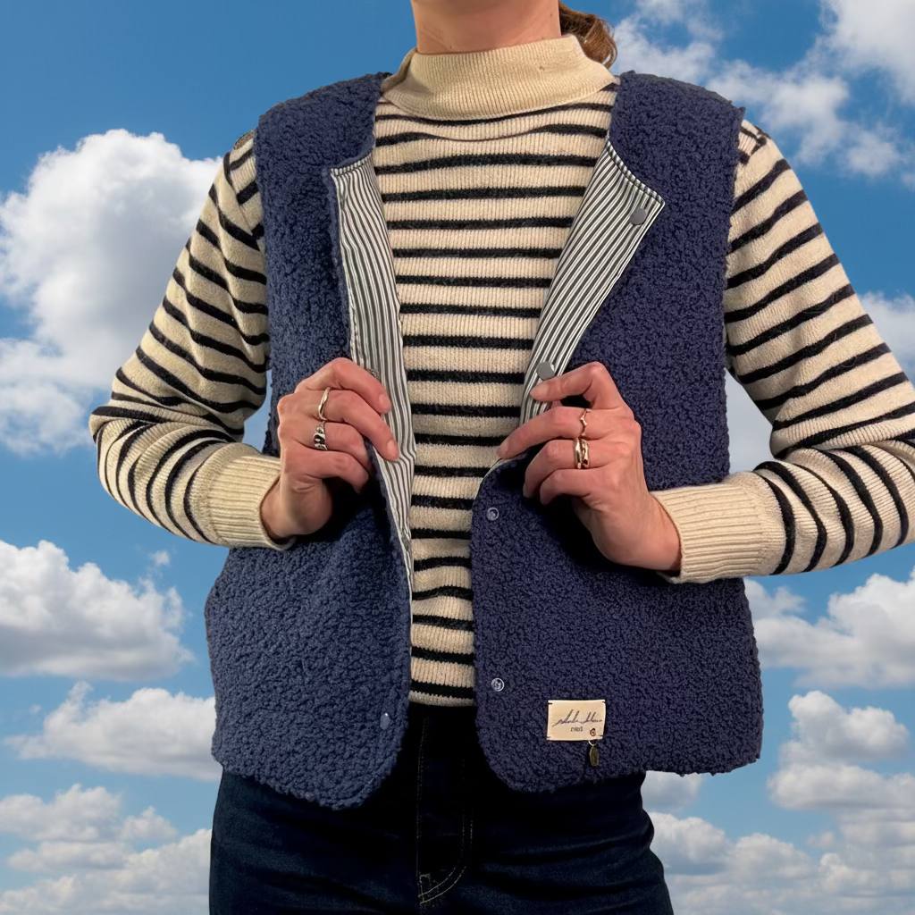 Gilet bleu marine/rayé