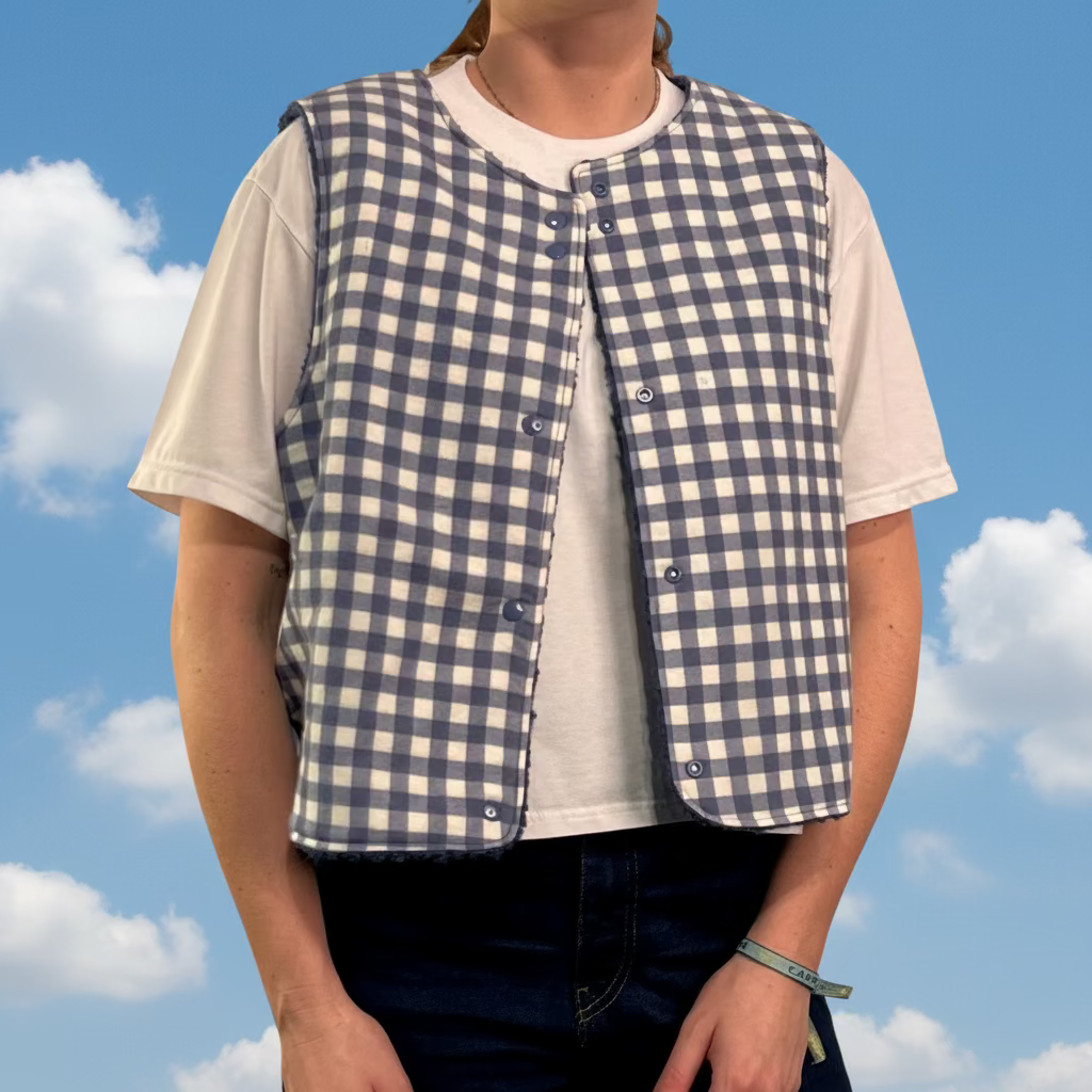 Gilet bleu marine/vichy