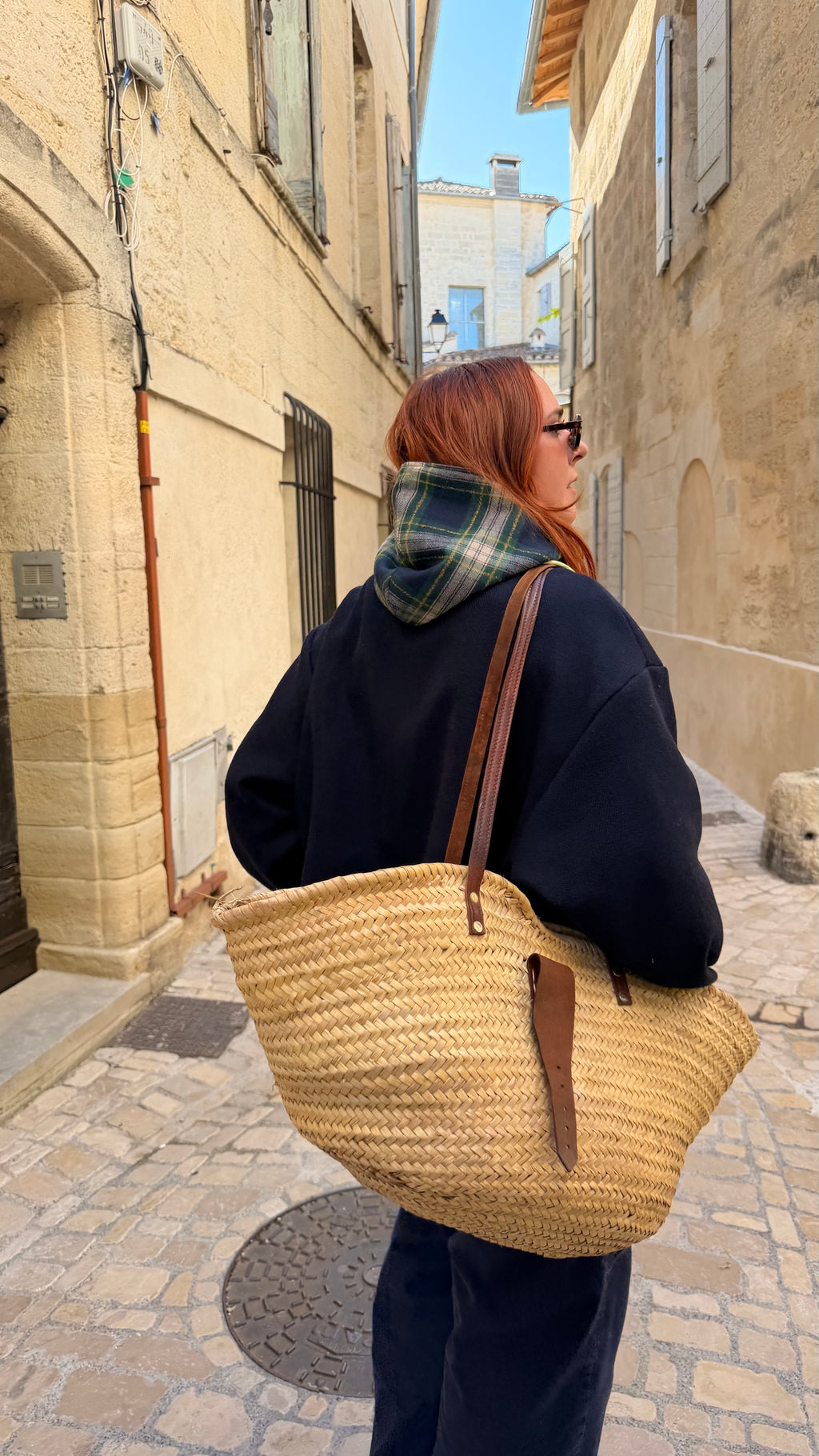 Capuche réversible tartan/marine