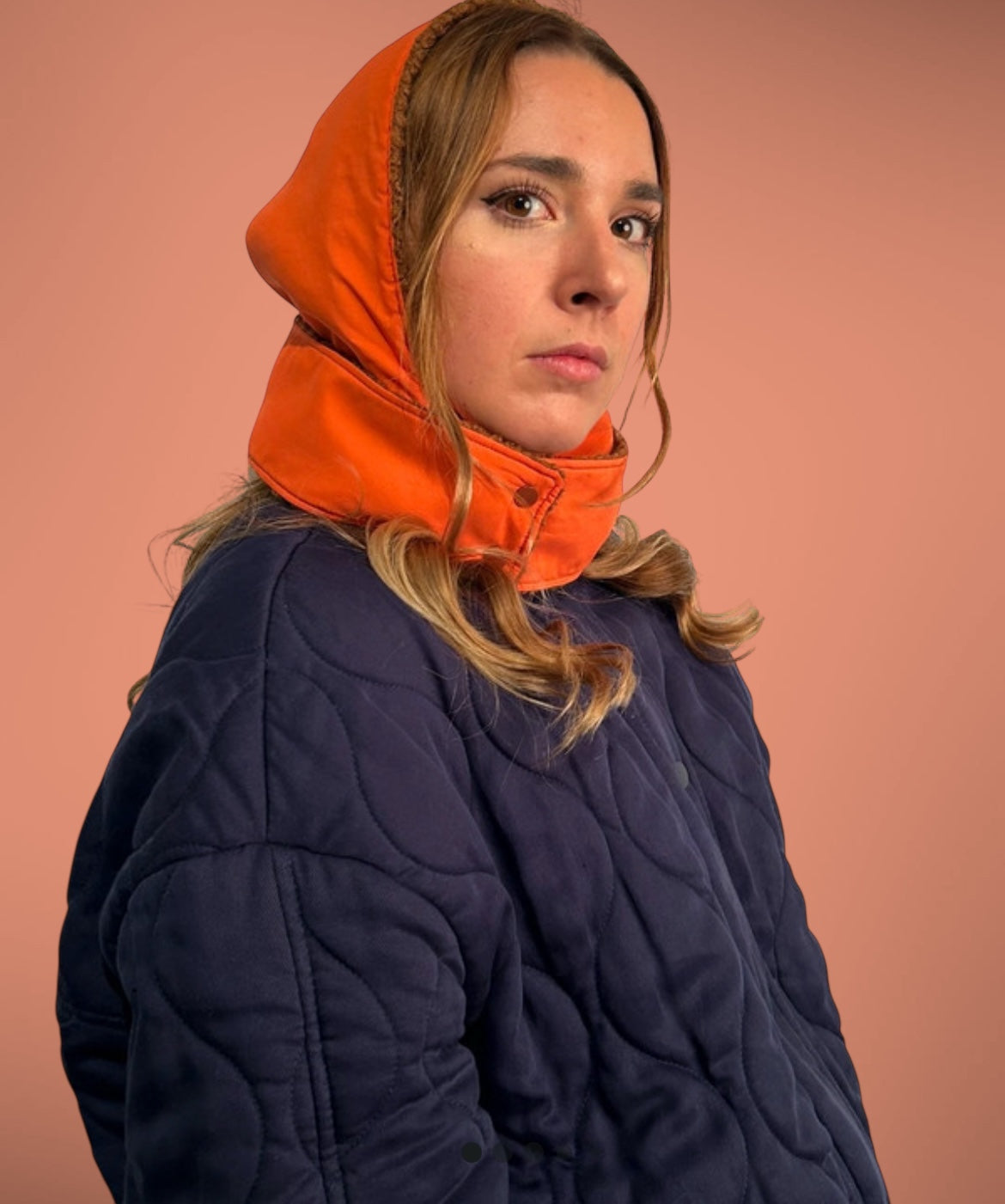 capuche moumoute marron/orange