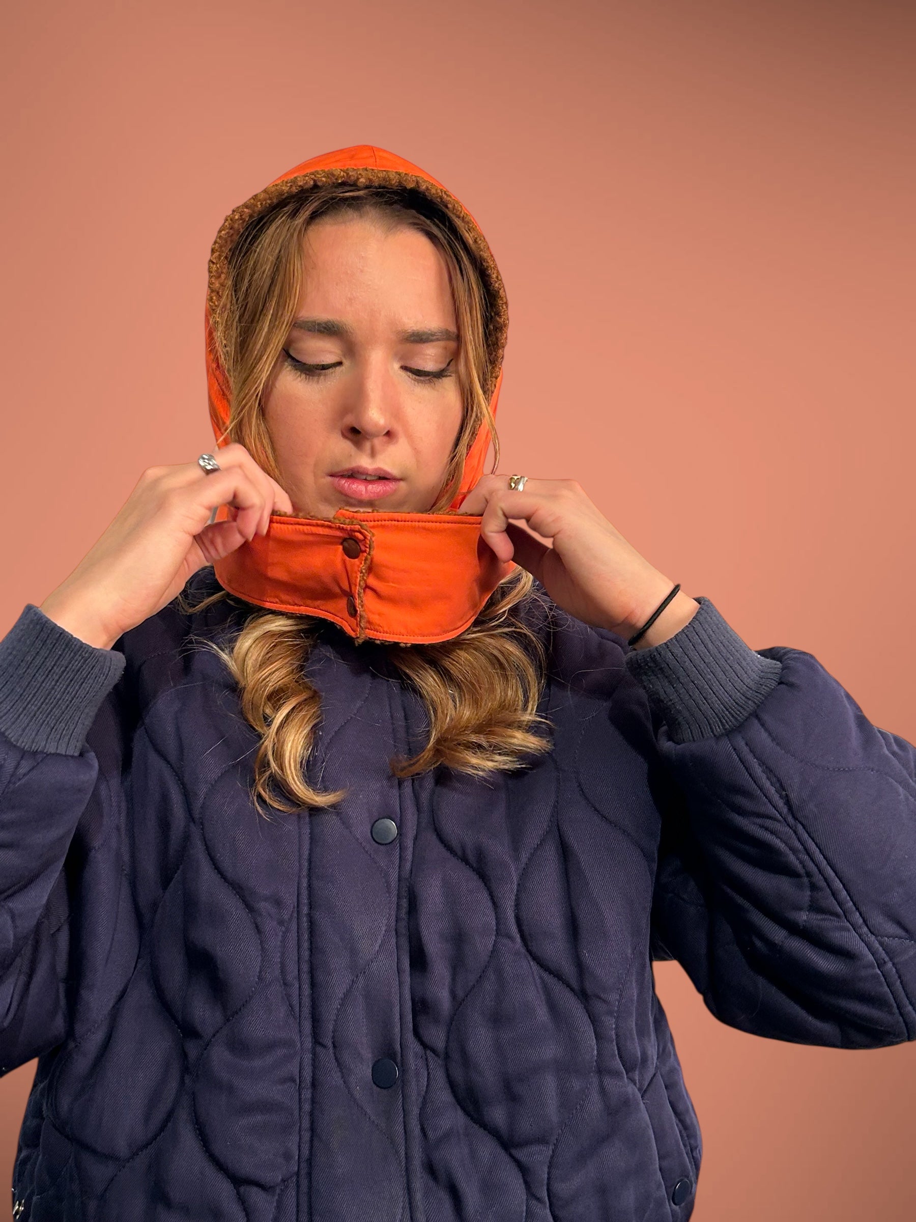 capuche moumoute marron/orange