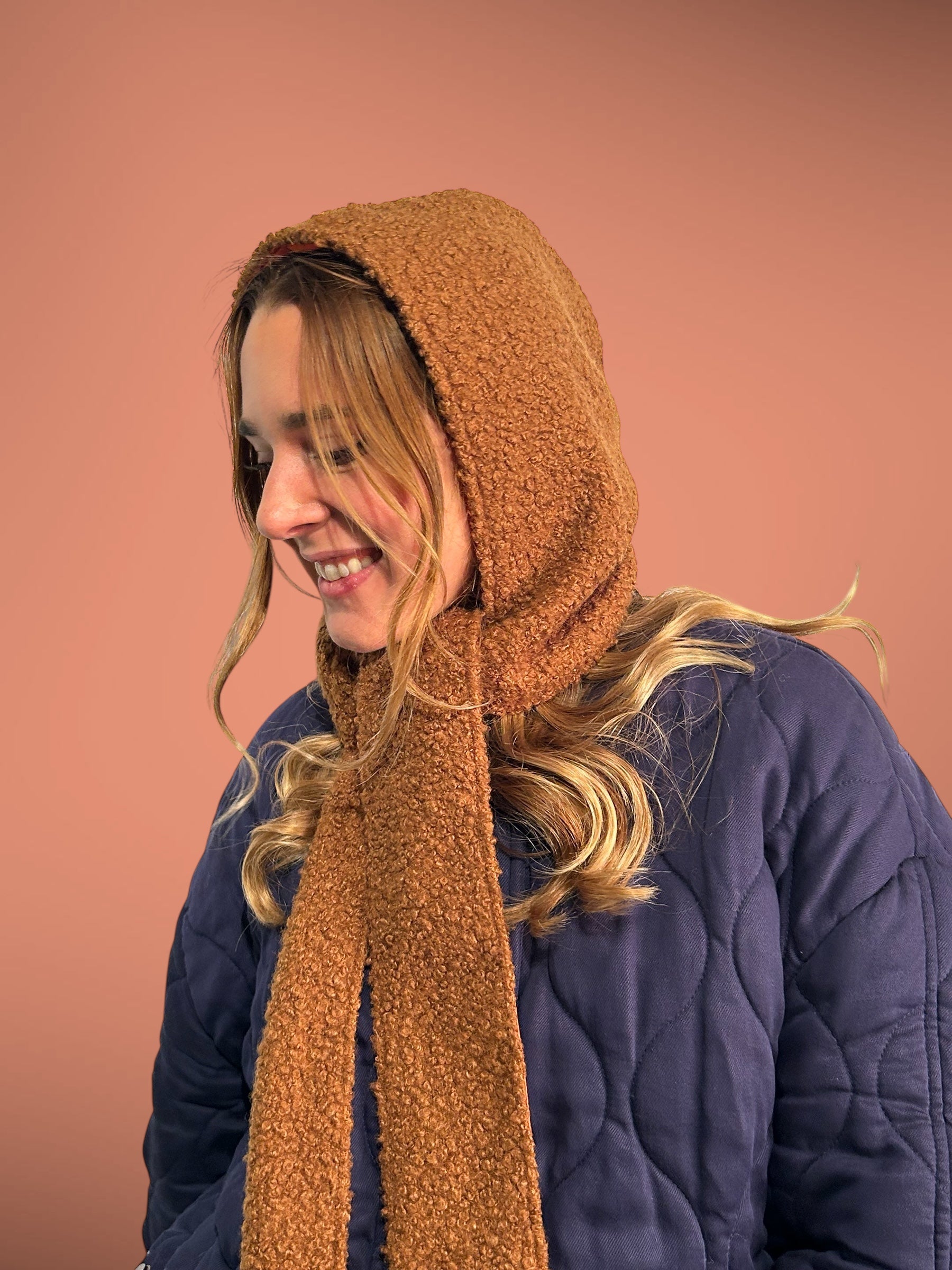 capuche moumoute marron/orange