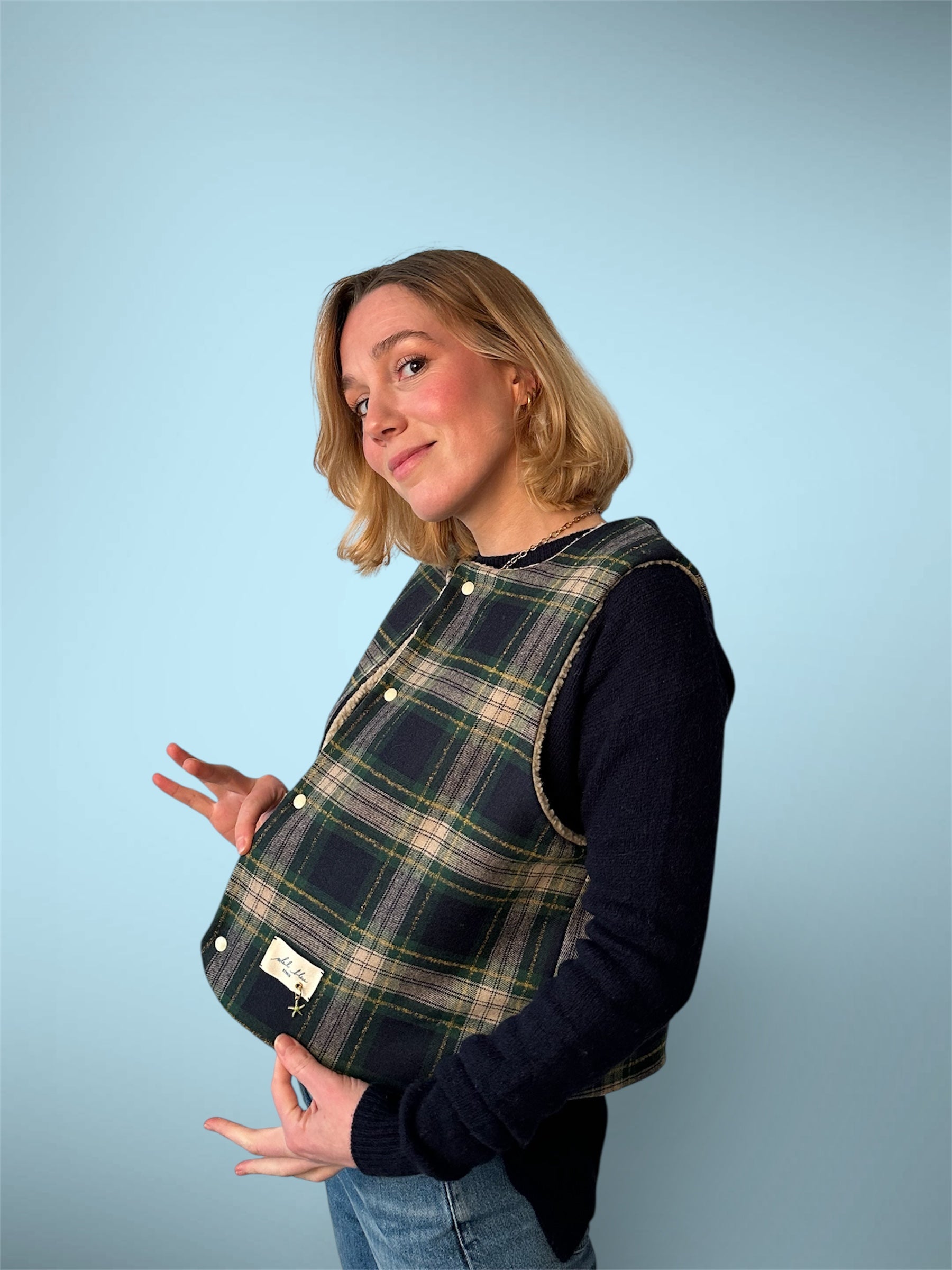 Gilet Tartan/sherpa beige