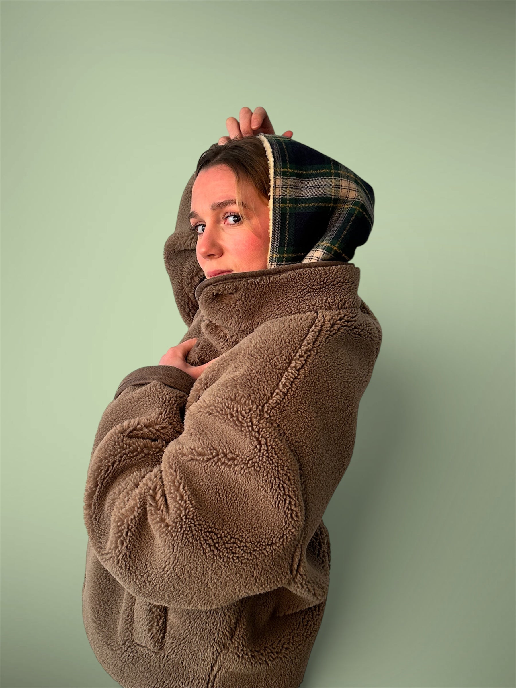 Capuche tartan/sherpa beige