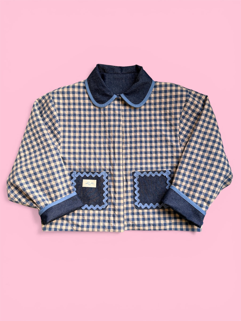Veste réversible vichy bleu/jeans