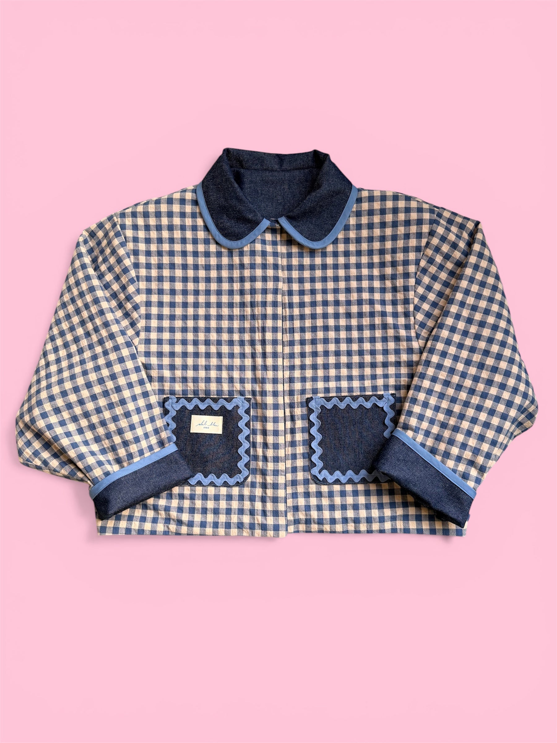 Veste réversible vichy bleu/jeans