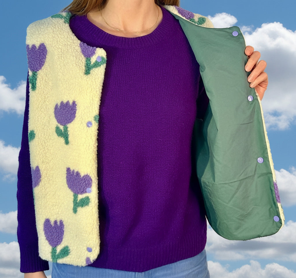 Gilet Fleuri mauve